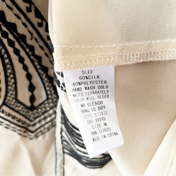 Ya Los Angeles Silk Sheer Art Deco Embroidered Sleeveless Blouse Top Size Medium - Picture 7 of 11